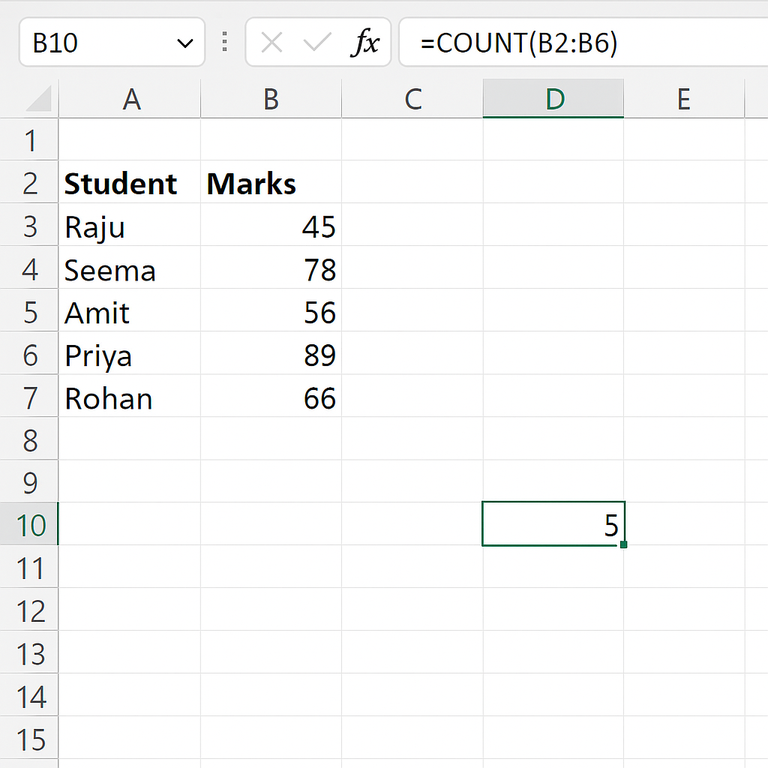 Excel demo COUNT formula